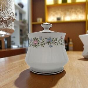 Cotillion Eileen 3693 Sugar Bowl Floral Silver Trim Japan 1960 - 1970's